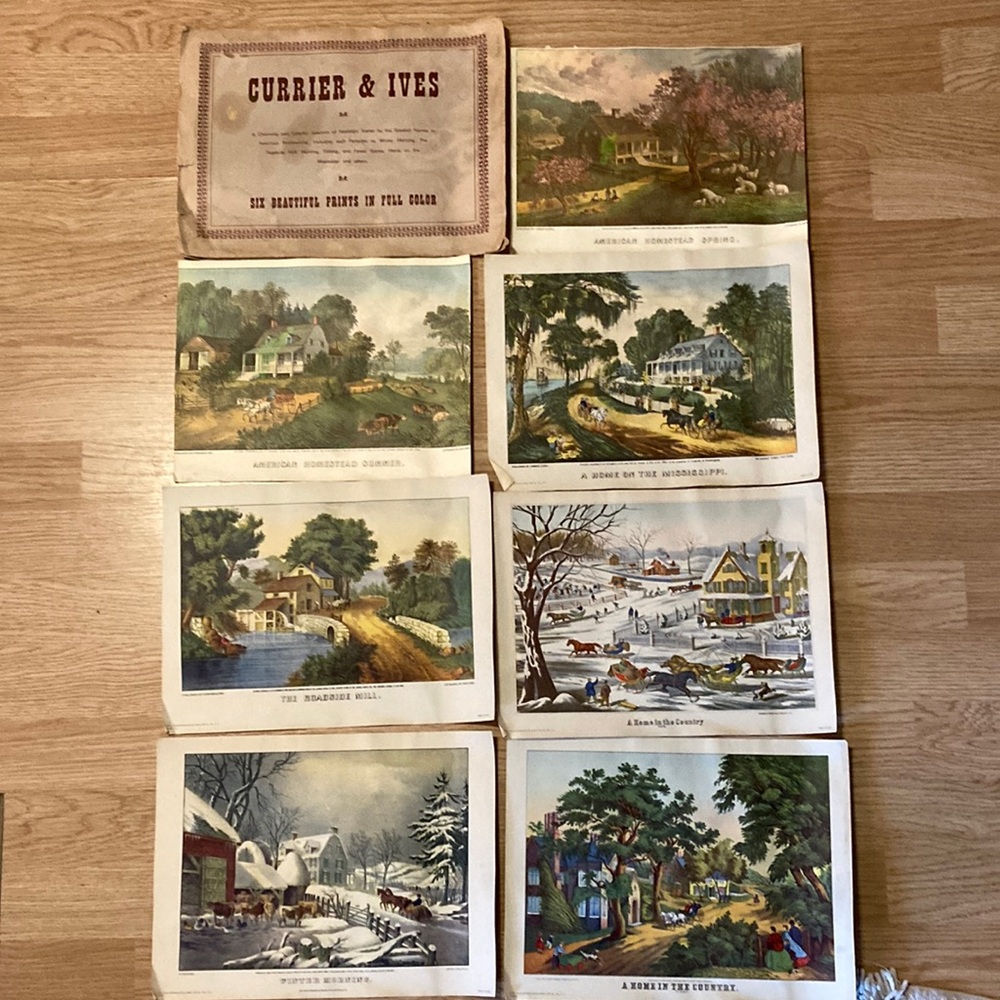 Lot of 7  Currier and Ives beautiful prints